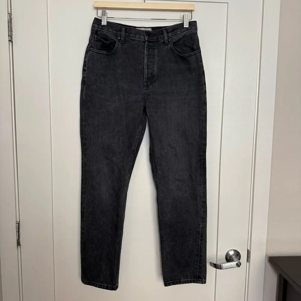 Everlane The Cheeky Jeans Womens Sz 28 Reg Faded Black Straight Button Fly Denim